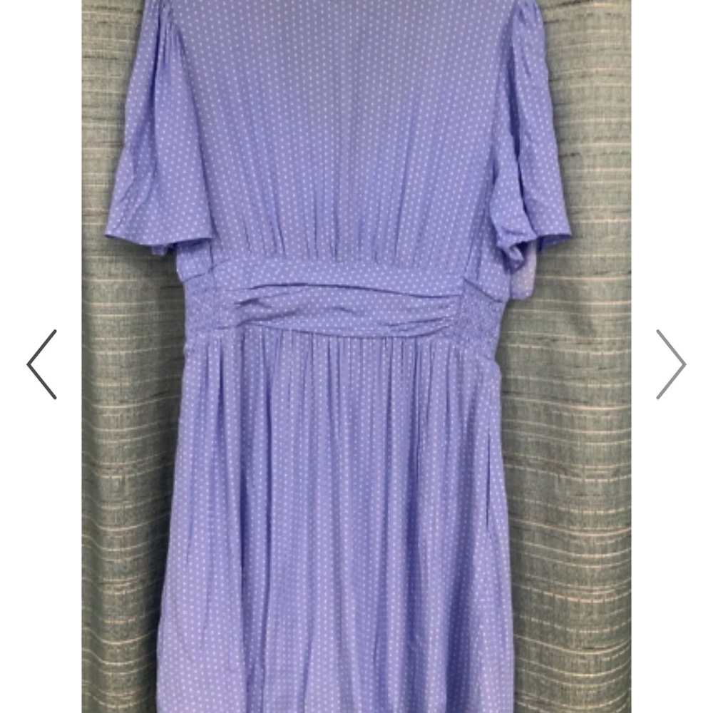 A New Day XXL Woman's Dress Front Button Short Sleeve V Neck Blue White dots - Picture 3 of 11